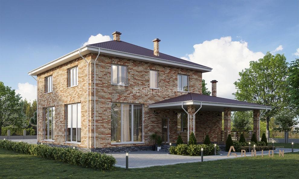 2. Проект двухэтажного дома в современном стиле с четырехскатной, t-47-01, площадью - 197 кв c сауной, терассой